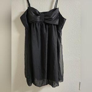Black Bow-Front Spaghetti Strap Dress